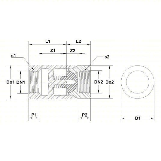 Apollo 6210801 Ball Cone Spring Check Valve Single Flow, Stainless Steel, FNPT x FNPT - KVM Tools Inc.KV1CKV4