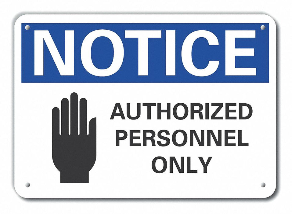 Lyle LCU5-0052-NA Authorized Personnel Notice Sign