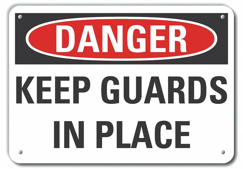 Lyle LCU4-0434-NA_14X10 Aluminum Machine Guards Danger Sign, Aluminum, Mounting Holes Sign Mounting, Not Retroreflective