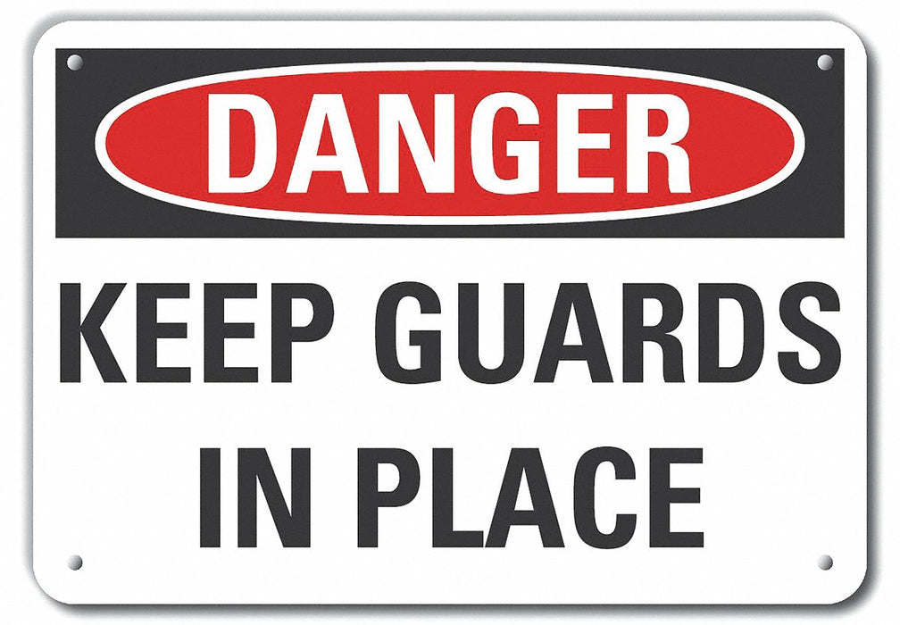 Lyle LCU4-0434-NA_14X10 Aluminum Machine Guards Danger Sign, Aluminum, Mounting Holes Sign Mounting, Not Retroreflective