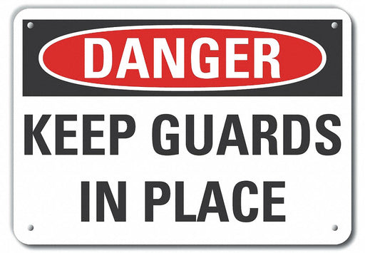 Lyle LCU4-0434-NA_14X10 Aluminum Machine Guards Danger Sign, Aluminum, Mounting Holes Sign Mounting, Not Retroreflective