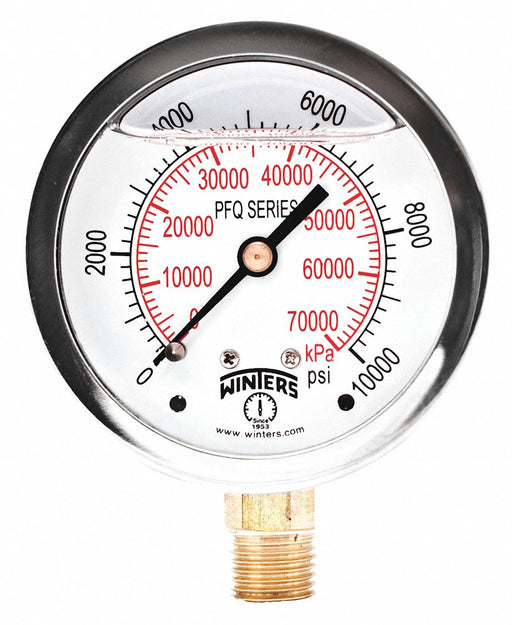 Winters PFQ813 SS/Brass Pressure Gauge 10000 psi