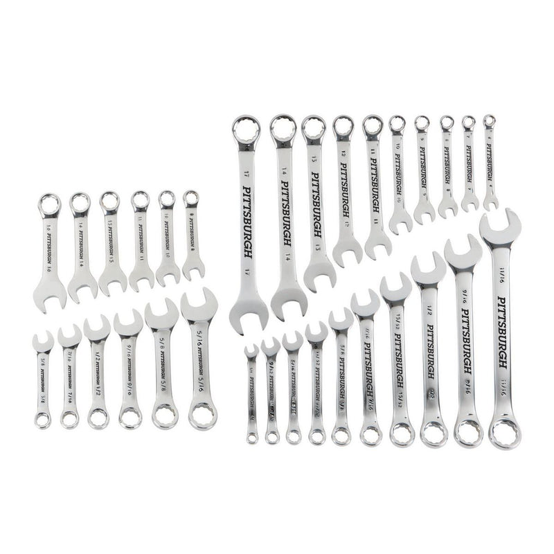 Pittsburgh 68854 Fully Polished SAE and Metric Combination Wrench Set, 32 Piece - KVM Tools Inc.KVHF68854