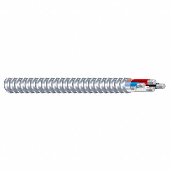 Southwire 68584201 Metal Clad Cable, 10 AWG, 3 Conductors, Copper, 250 ft, Aluminum, Std, THHN/THWN