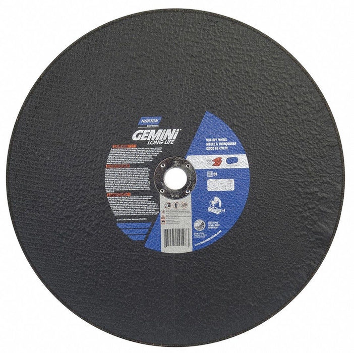 Norton 66253306626 Abrasive Cut-Off Wheel, Type 1, 14" x 3/32" x 1", Aluminum Oxide, 36 Grit, Gemini Long Life