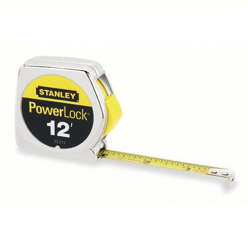 Stanley 33 - 312 Tape Measure Inch, Nonmagnetic Single Hook Tip, Metal, 12 ft, Std Blade, Manual Lock, Auto - KVM Tools Inc.KV6A496