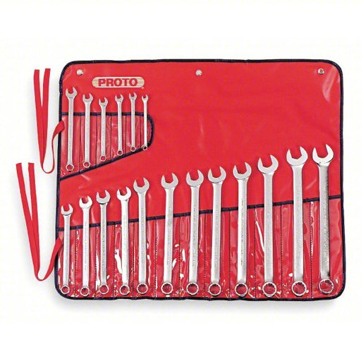 Proto J1200R - MASD Combination Wrench Set Alloy Steel, Satin, 18 Tools, 7 mm to 24 mm Range of Head Sizes - KVM Tools Inc.KV449P52