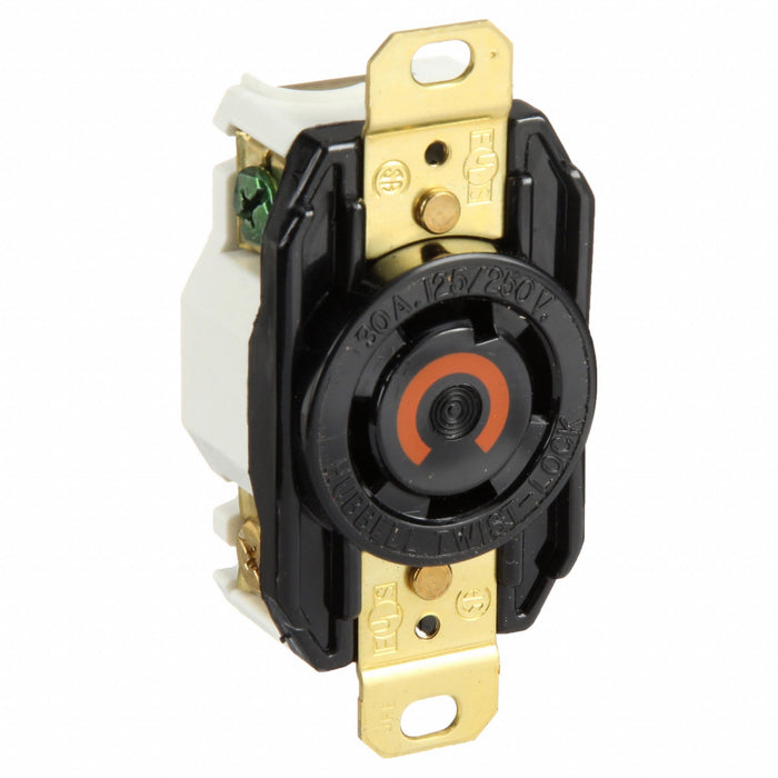Hubbell HBL2710 Twist-Lock Receptacle, L14-30R, 30A, 125/250V AC, Black, Single Phase, 3-Pole