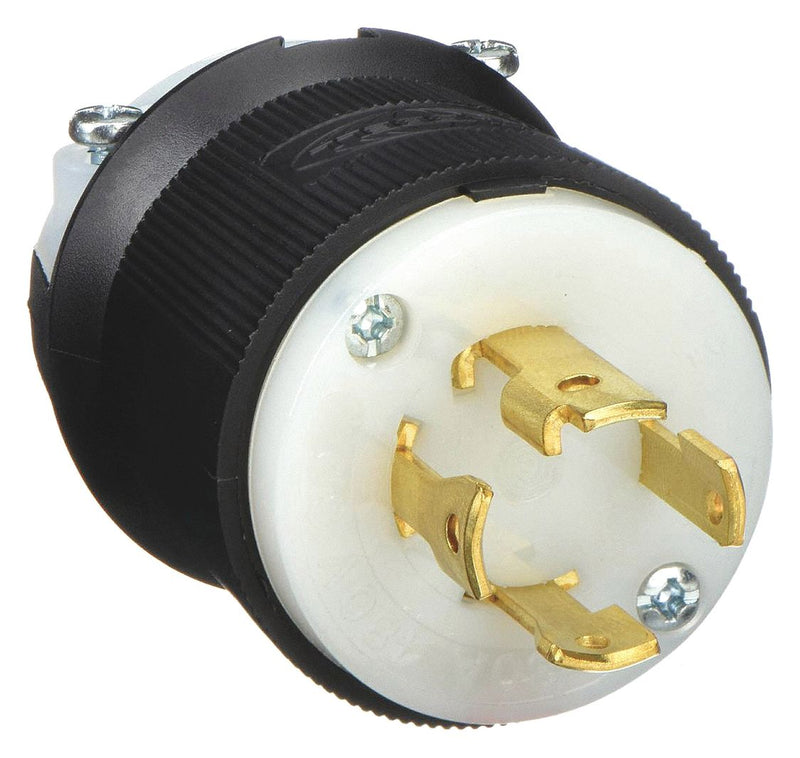 Hubbell HBL2731 Locking Plug, L16-30P, Black/White, 480V AC, 30 A, 3 Pole, 4 Blade