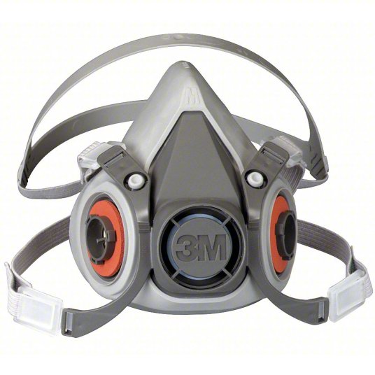 3M 6200 Half Mask Respirator, 0 Cartridges Included, Thermoplastic Elastomer, M Mask Size