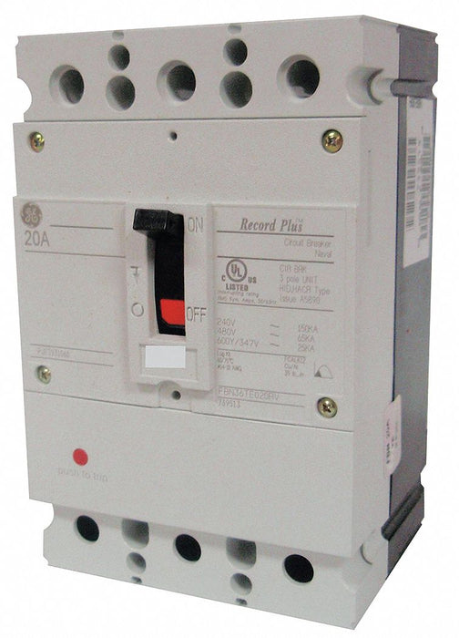GE FBN36TE090R Molded Case Circuit Breaker, 90 A, 3 Pole, 600V AC, 150kA at 240V AC