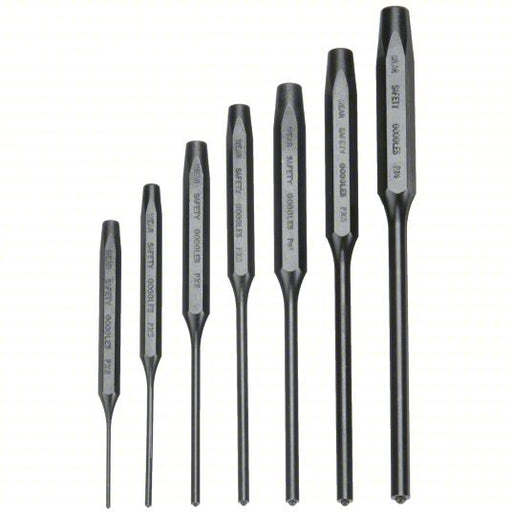 Proto J49007S2 Roll Pin Punch Set 1/16 in_3/32 in_1/8 in_5/32 in_3/16 in_7/32 in_1/4 in Tip Dia, 7 Pieces, Steel - KVM Tools Inc.KV6DJZ6
