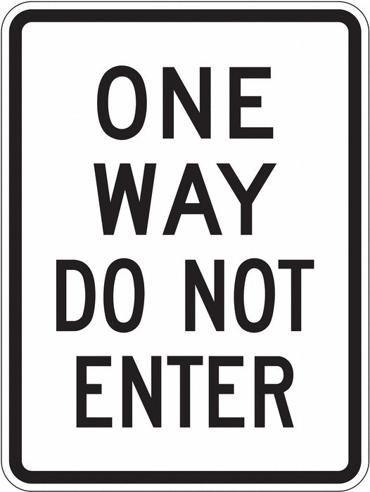 Lyle TR-011-18DA Traffic Sign One Way Do Not Enter 24x18 in Aluminum 0.08 in MUTCD R6-2A Diamond Grade