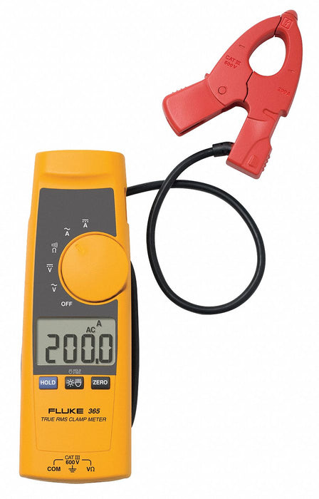 Fluke FLUKE-365 Digital Clamp Meter, TRMS, 200 A, CAT III 600V/CAT IV 300V, Detachable Jaw
