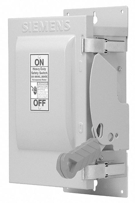 Siemens HNF361J Safety Switch, Non-Fusible, 30 A, Three Phase, 600V AC, Galvanized Steel, Indoor