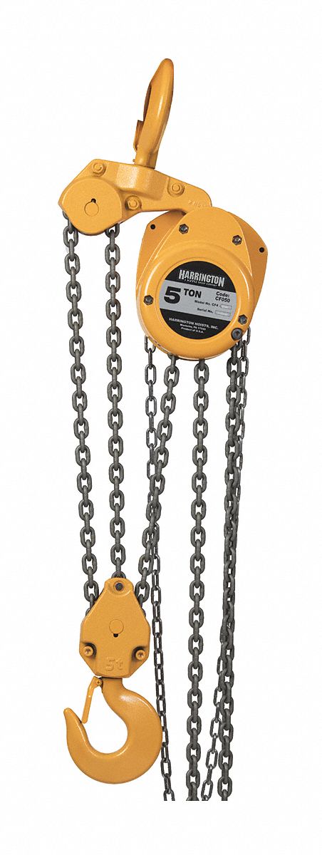 Harrington CF050-10 Manual Chain Hoist, Hook Mounted - No Trolley, 10,000 lb Lifting Capacity, 10 ft Lift Lg