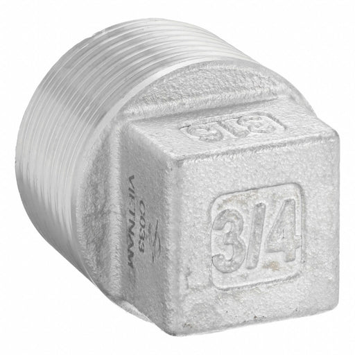 Approved Vendor 60SQ112N034 Plug, 3/4 in, NPT Threaded, Hex Drive Solid Plug, 316 Stainless Steel, 300 psi, Class 150