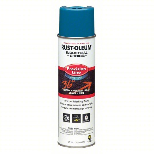 Rust - Oleum 203031 Precision Line Marking Paint Inverted Paint Dispensing, Caution Blue/APWA Blue, 17 oz - KVM Tools Inc.KV6KP33