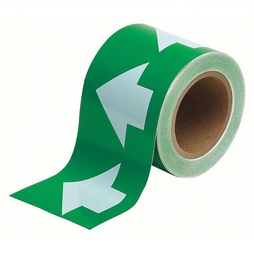 Brady 91290 Pipe Marking Tape Green, White, 4 in Wd, 90 ft Roll Lg - KVM Tools Inc.KV6M855