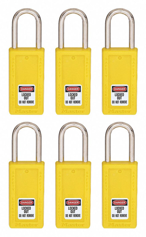Master Lock S31KAS6YLW Yellow Thermoplastic Lockout Padlock 6 PK