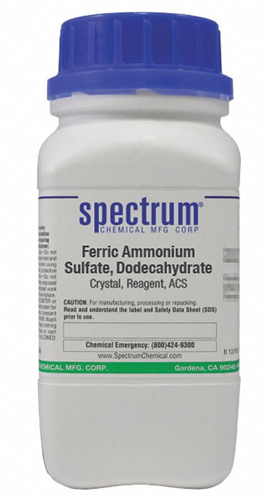 Spectrum F1005-500GM Ferric Ammonium Sulfate - Dodecahydrate, ACS, 500 g, 7783-83-7, Reagent, Powder, Bottle, Plastic, 1