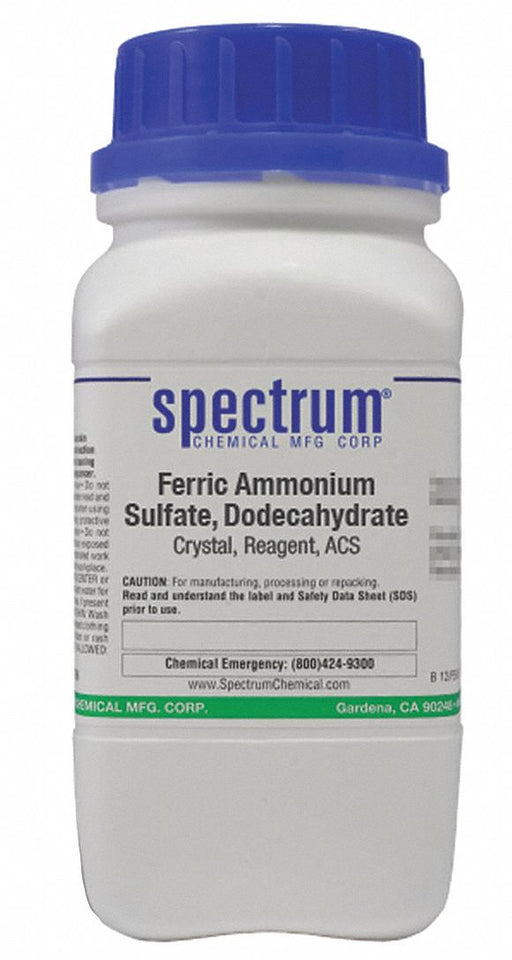Spectrum F1005-500GM Ferric Ammonium Sulfate - Dodecahydrate, ACS, 500 g, 7783-83-7, Reagent, Powder, Bottle, Plastic, 1