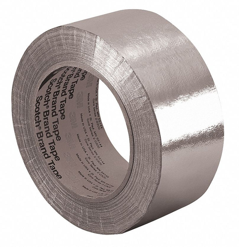 3M 363 Foil Tape, 1 in Wd, 36 yd Lg, 7.3 mil Thick, Silicone, Indoor/Outdoor, -65°F Min Temp, Silver