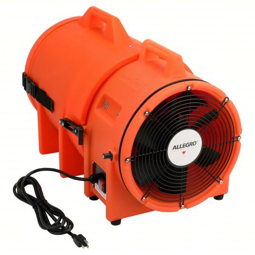 Allegro 9543-25 Confined Space Fan 115/230 V AC, 12 in Duct Dia, 1 hp Horsepower, Orange, 13 A Current - KVM Tools Inc.KV6PTP5