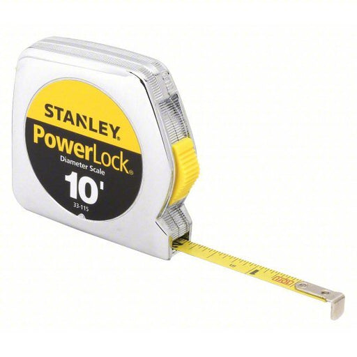 Stanley 33 - 115 10 ft Diameter Tape Measure Inch, Loop Tip, Plastic, Narrow Blade, Silver, Steel, Yellow - KVM Tools Inc.KV6R065