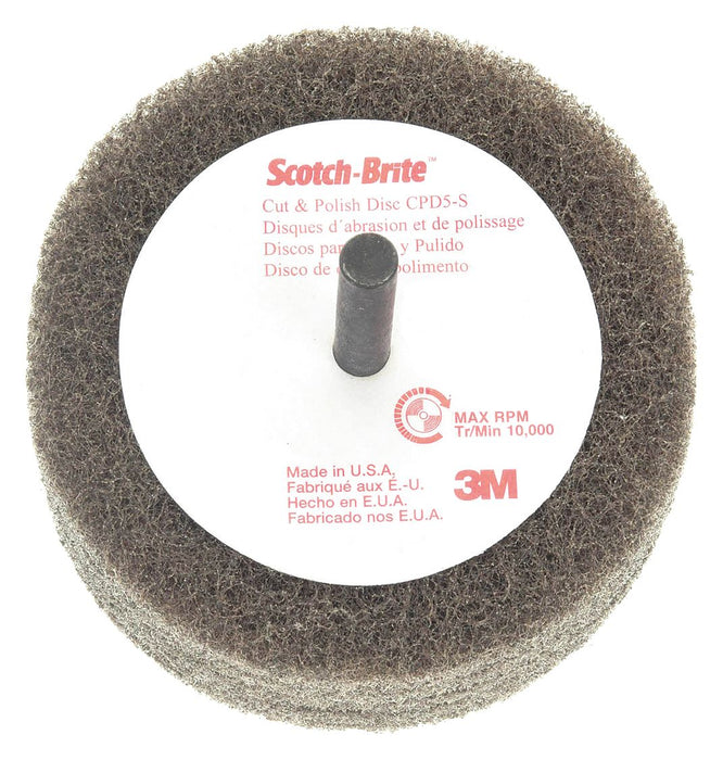 Scotch-Brite 61500068319 C5-ZS Cut and Polish Disc, 3 in Dia x 1-1/4 in W, 1/4 in Straight Shaft, Aluminum Oxide Medium, 10,000 RPM
