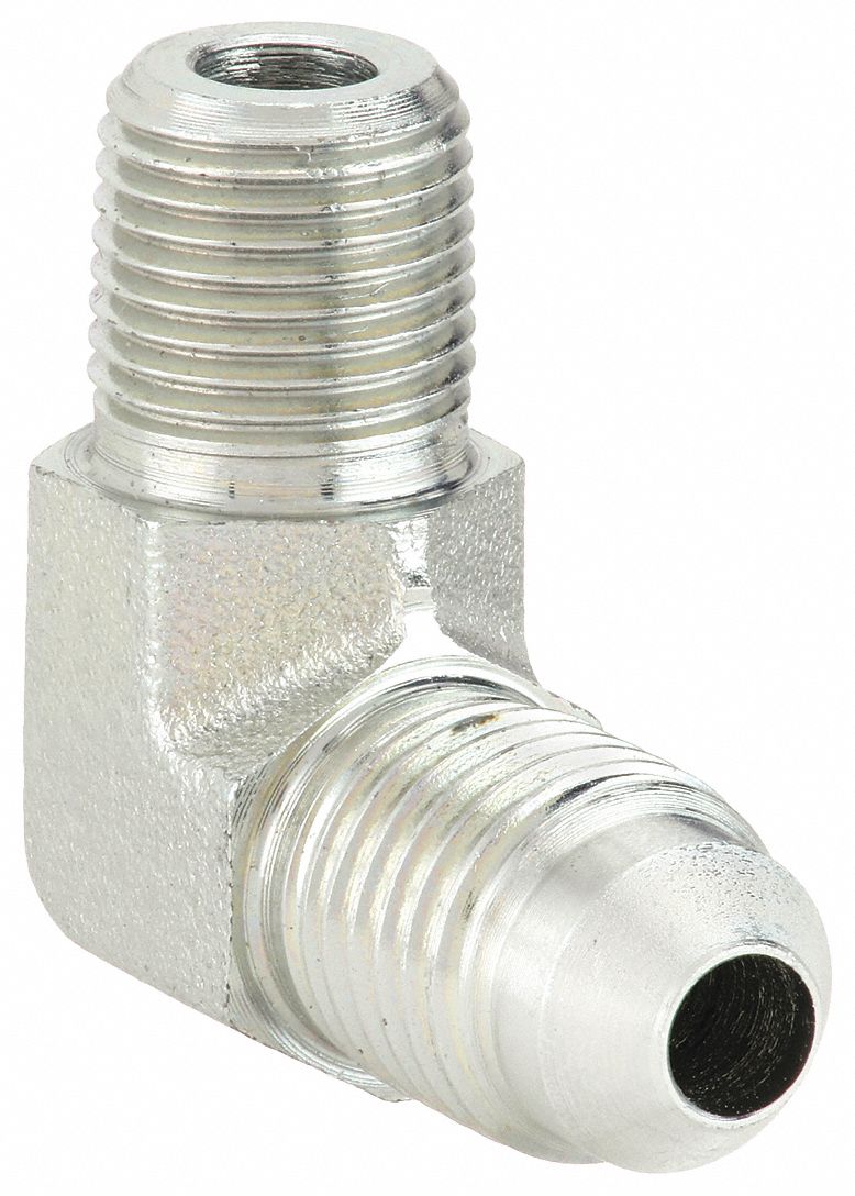 Aeroquip 2024-4-6S Hydraulic Hose Straight Adapter, NPT Threaded x JIC Threaded, Male x Male, Rigid, 90° Elbow