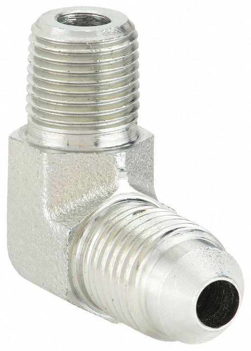 Aeroquip 2024-4-6S Hydraulic Hose Straight Adapter, NPT Threaded x JIC Threaded, Male x Male, Rigid, 90° Elbow