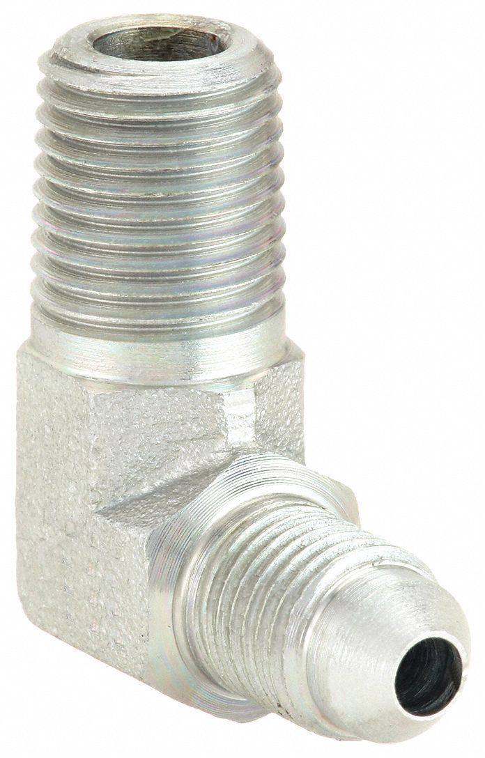 Aeroquip 2024-6-6S Hydraulic Hose Straight Adapter, NPT Threaded x JIC Threaded, Male x Male, Rigid, 90° Elbow