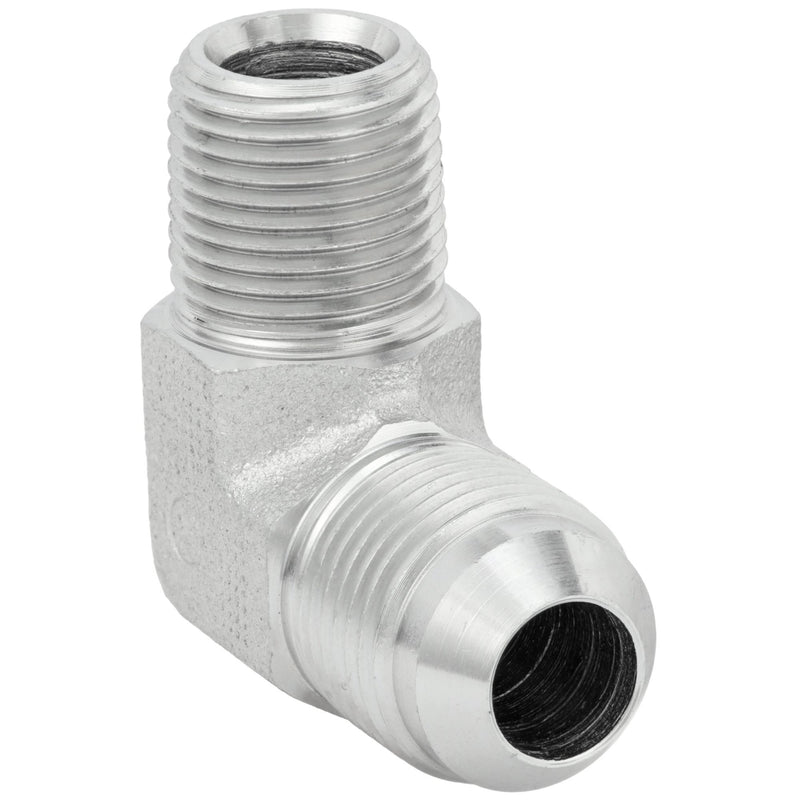 Aeroquip 2024-6-8S Hydraulic Hose Straight Adapter, NPT Threaded x JIC Threaded, Male x Male, Rigid, 90° Elbow
