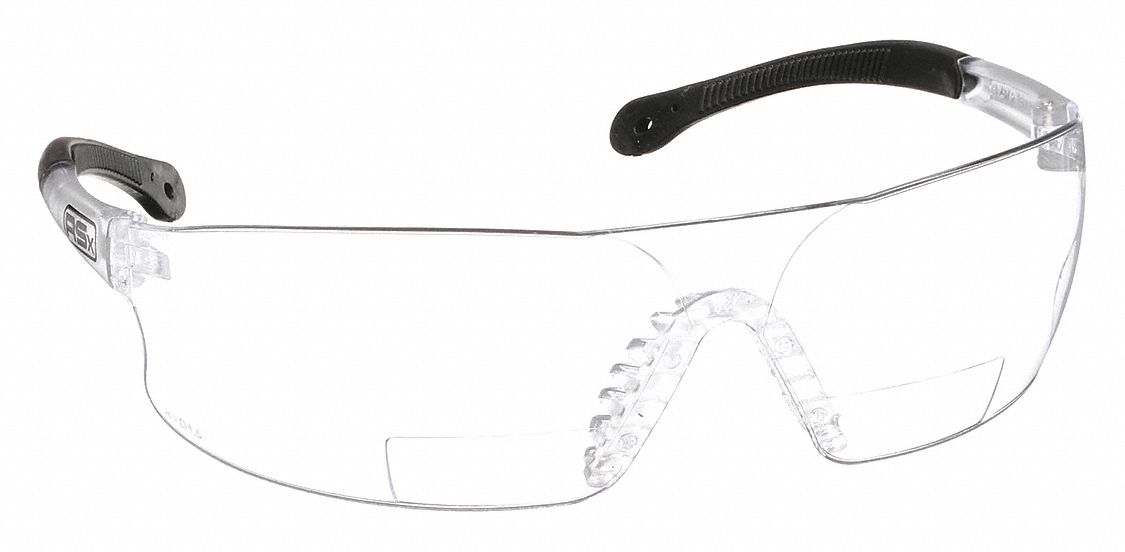 Radians RSB-115 Reader Safety Glasses, Clear Lens, Wraparound, +1.50 Diopter, Scratch-Resistant, Rad-Sequel RSx