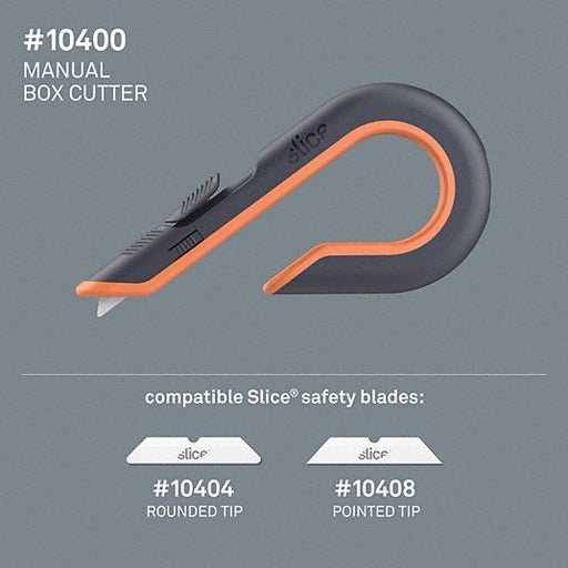 Slice 10400 Box Cutter 7 in Overall Lg, Ceramic Rounded Tip, Textured, Plastic, Black/Orange - KVM Tools Inc.KV6XVR1
