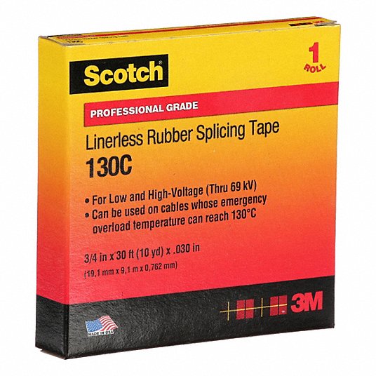 3M 130C-3/4X30FT Electrical Tape 3/4 in Wd, 10 yd Lg, 30 mil Thick, Ethylene Propylene Rubber, 69 kV Volt Rating