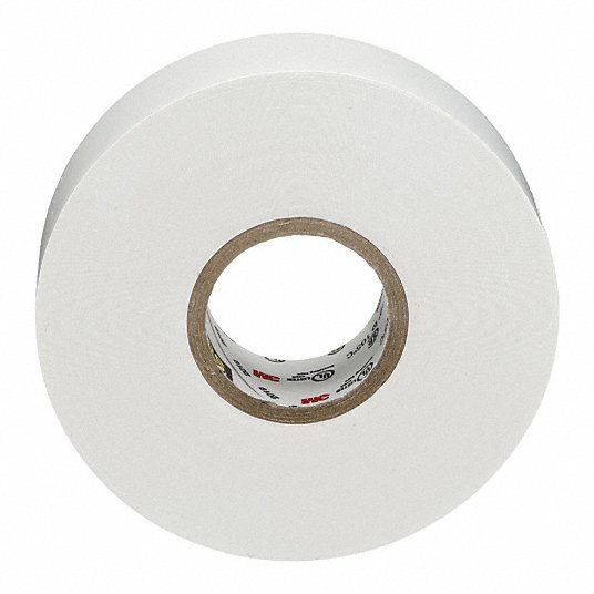 3M 10828 Electrical Tape: 3/4 in Wd, 22 yd Lg, 7 mil Thick, Vinyl, Rubber, 600 V Volt Rating, 35 White - KVM Tools Inc.KV2A228