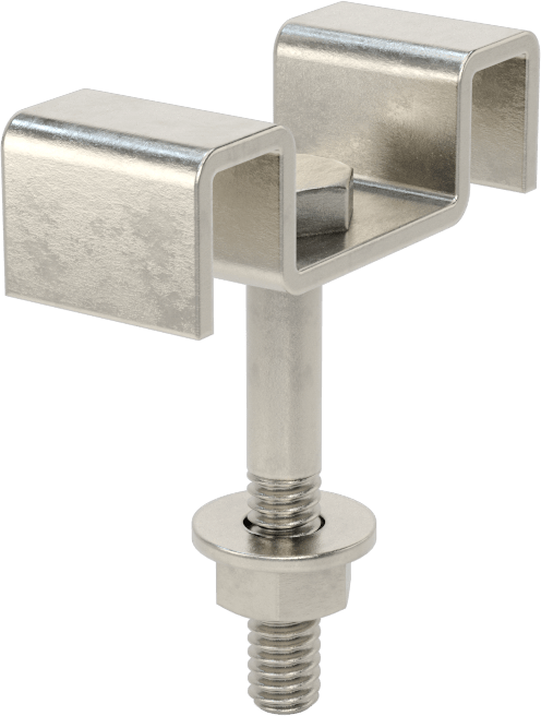 McMaster 7010T71 Fiberglass Bar Grating Clip, Saddle Clip, 316 SS, for 1" High Bar, 1-1/2"×1-1/2"