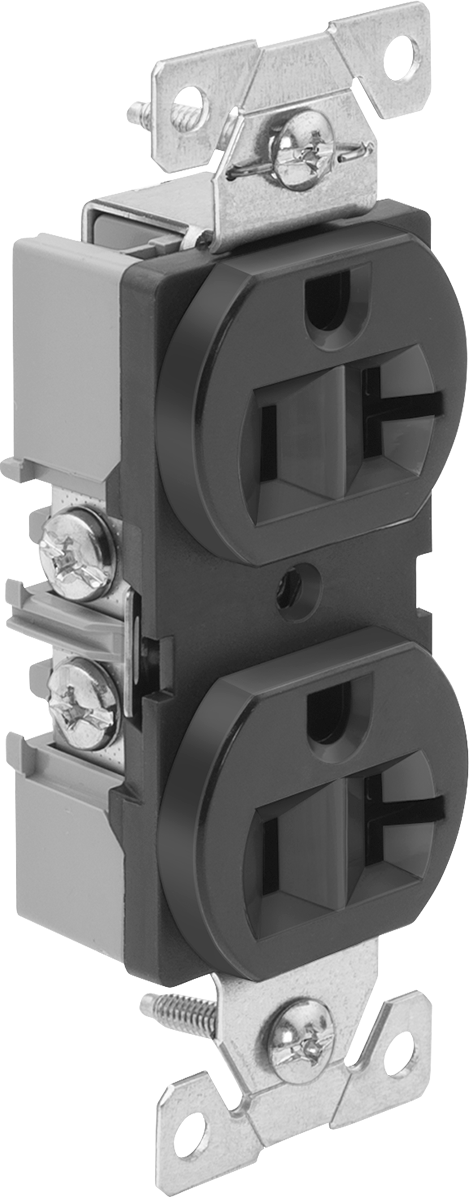 McMaster 7120K92 Straight-Blade Connector, NEMA 5-20, Grounded 3-Slot Duplex Female Receptacle, 125V/20A, Black