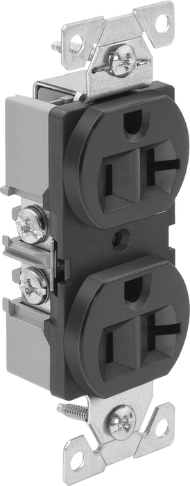 McMaster 7120K92 Straight-Blade Connector, NEMA 5-20, Grounded 3-Slot Duplex Female Receptacle, 125V/20A, Black