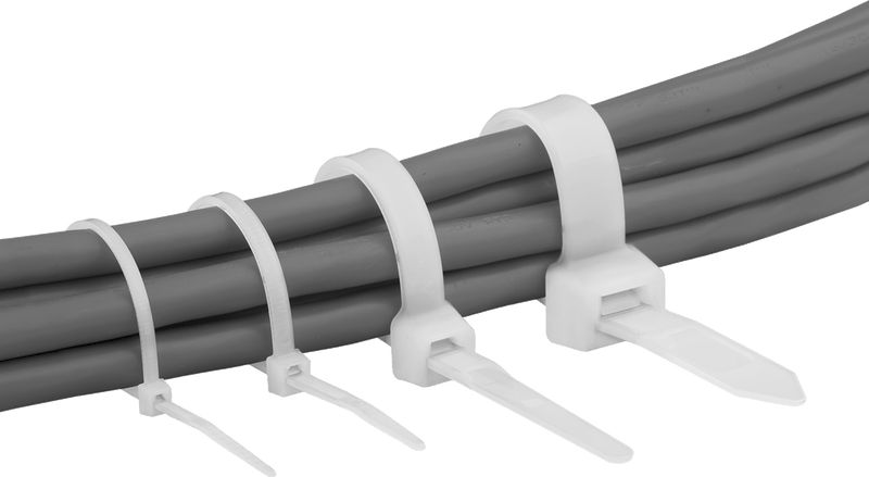 McMaster 7130K45 Nylon Plastic Cable Tie, Wide, 12" Long, 3" Max Bundle Diameter, Off-White, Pack of 50