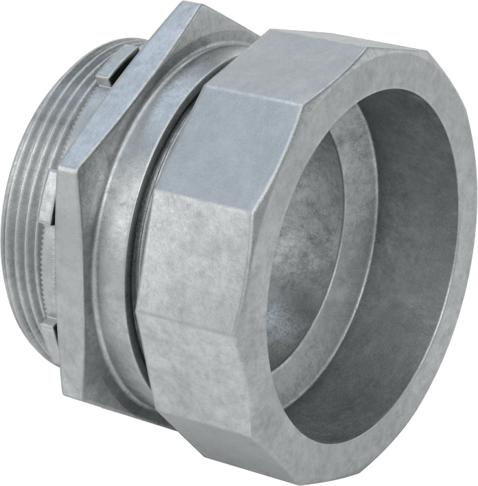 McMaster 7150K315 Thin-Wall (EMT) Conduit Zinc Adapter, 3 Compression × NPSM, w/ Grommet & Locknut