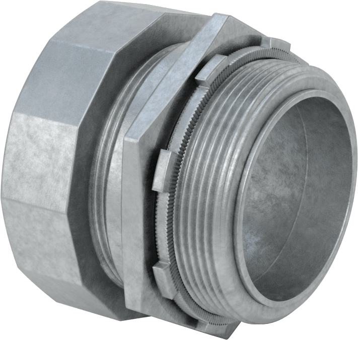 McMaster 7150K315 Thin-Wall (EMT) Conduit Zinc Adapter, 3 Compression × NPSM, w/ Grommet & Locknut