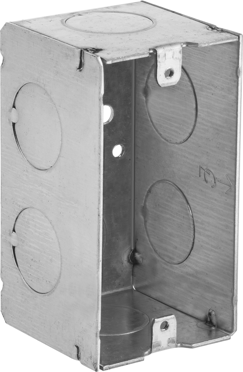 McMaster 71695K443 Steel Switch Box (Handy Box), 1 Gang, 8 Knockouts, 3/4 Trade Size, Zinc-Plated
