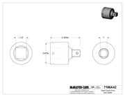 McMaster 7196A42 Impact Square Drive Size Adapter, 1-1/2" Female x 1" Male