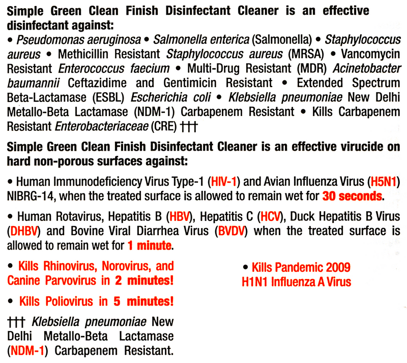 McMaster 7406T594 Simple Green Disinfectant, 32 fl oz Spray Bottle, Quaternary Ammonium, Mint
