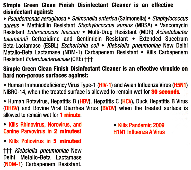McMaster 7406T594 Simple Green Disinfectant, 32 fl oz Spray Bottle, Quaternary Ammonium, Mint
