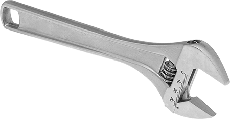 McMaster 7430A34 Adjustable Wrench with Measuring Scale 10" Overall Length, 1 - 3/8" Maximum Jaw Capacity, Chrome - Plated - KVM Tools Inc.KV7430A34