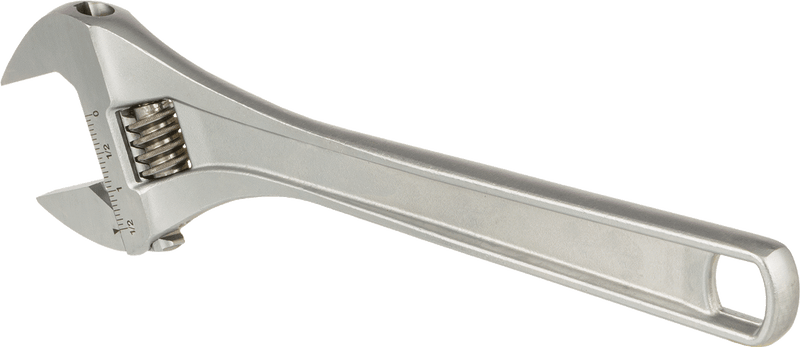 McMaster 7430A35 Chrome-Plated Steel Adjustable Wrench, Plain Grip, 12" Overall Length, 1-1/2" Max Jaw Capacity, SAE AS4984